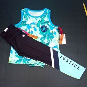 Girls Justice Tank Top Shirt & Pants 2pc Outfit Size L